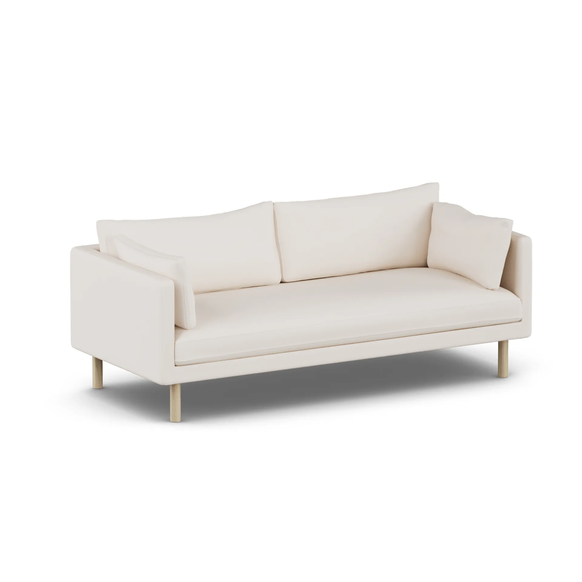 Linnevik sofa, Caleido Beige 9600-hvitoljet eik, 3-seters, uten skjørt 1898