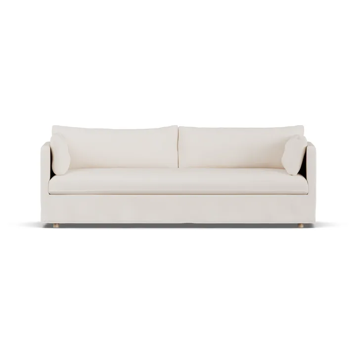 Linnevik sofa - Caleido beige 9600-hvitoljet eik, 4-seters, med skjørt - 1898