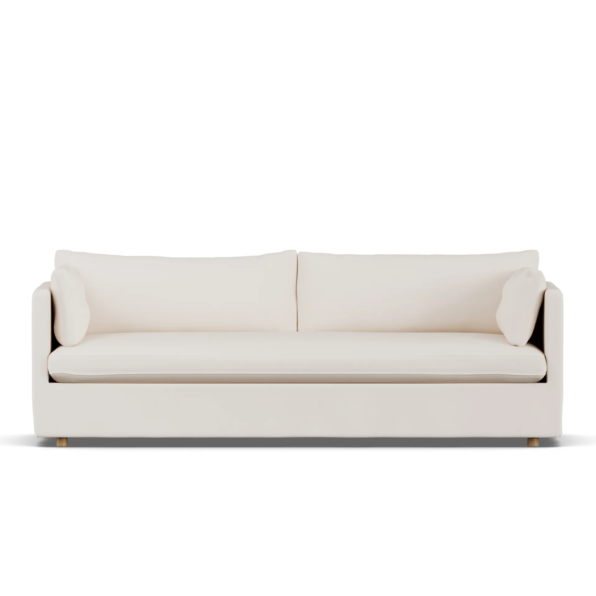 Linnevik sofa, Caleido beige 9600-hvitoljet eik, 4-seters, med skjørt 1898