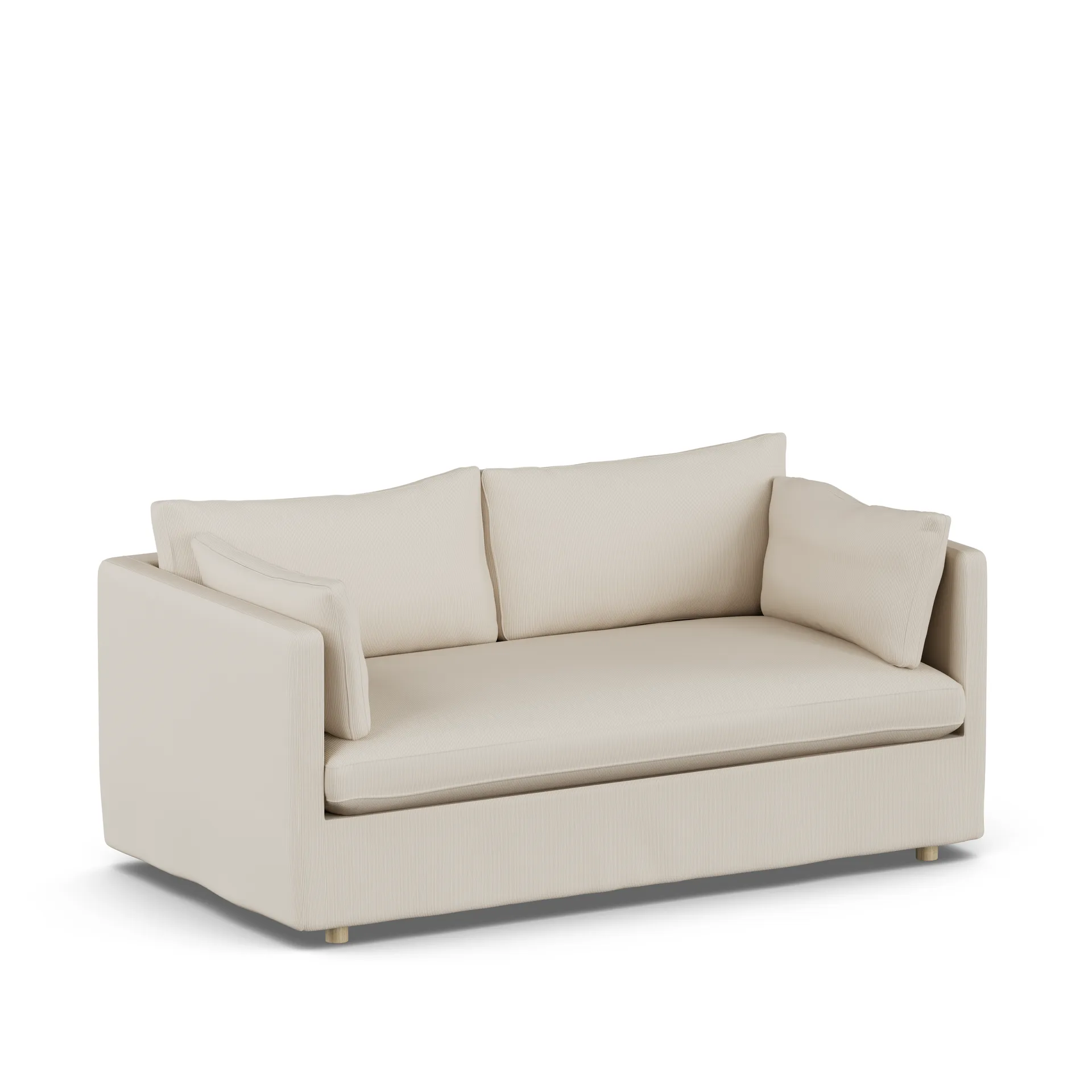 Linnevik sofa, Jump Beige 1956-hvitoljet eik, 2-seters, med skjørt 1898