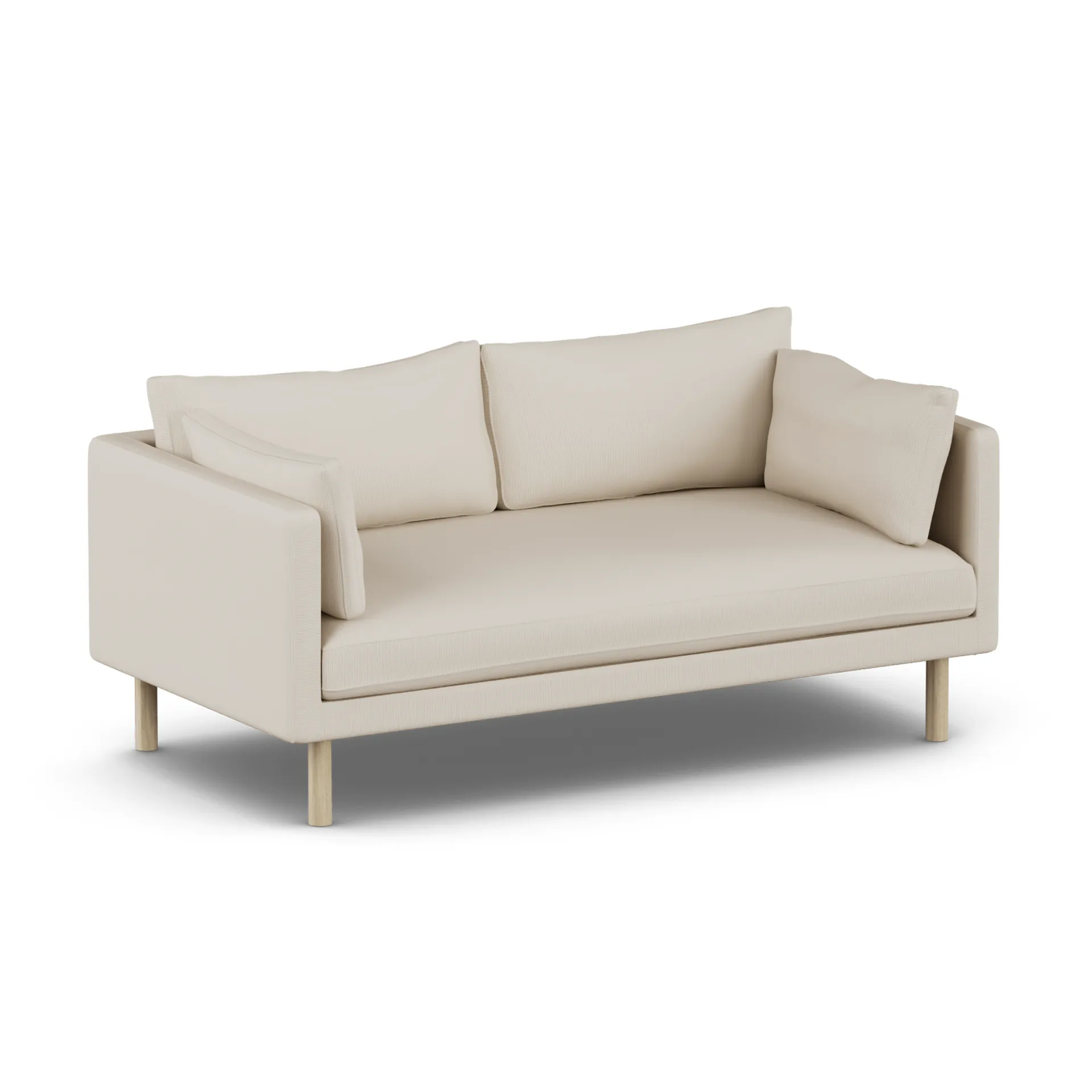 Linnevik sofa, Jump Beige 1956-hvitoljet eik, 2-seters, uten skjørt 1898