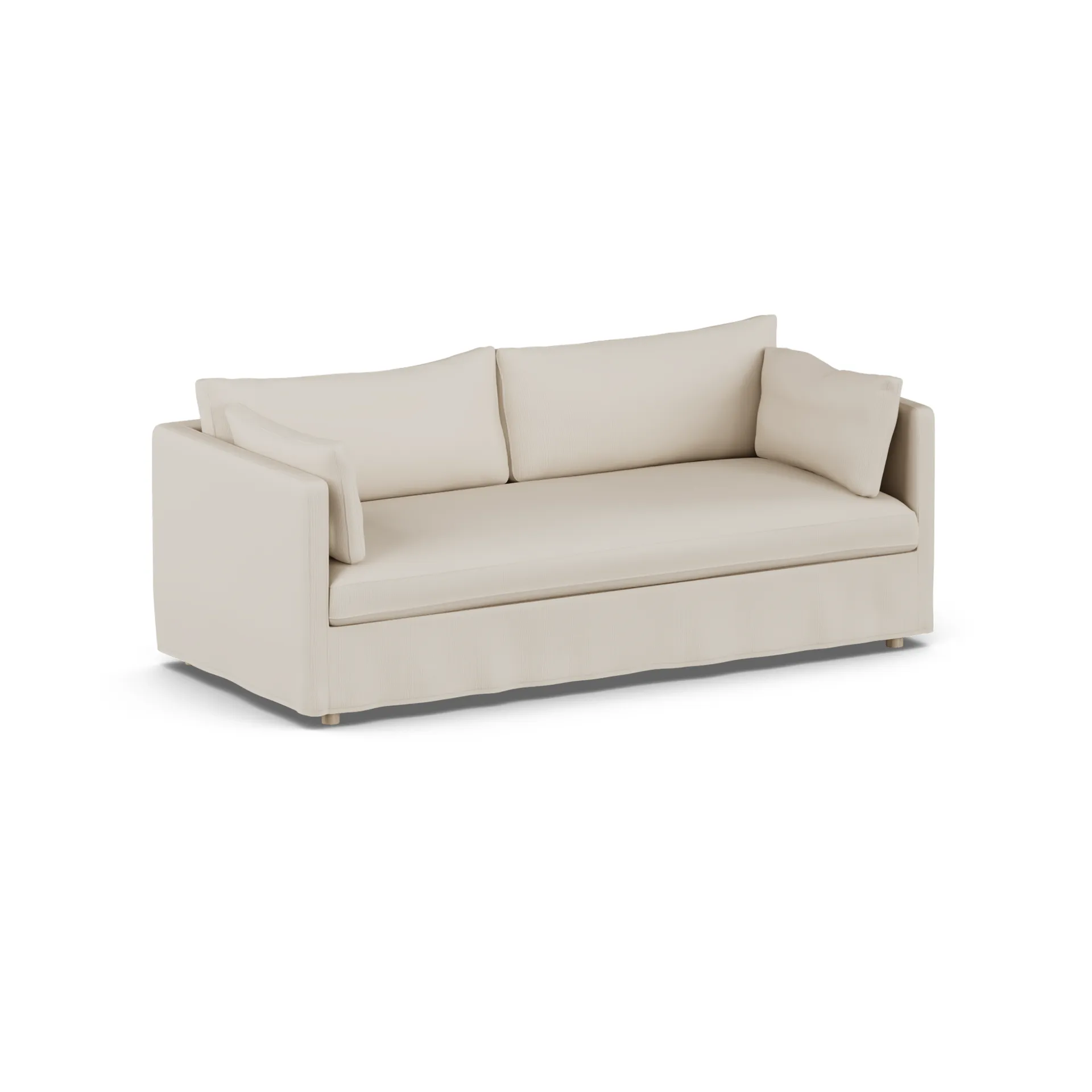 Linnevik sofa, Jump Beige 1956-hvitoljet eik, 3-seters, med skjørt 1898