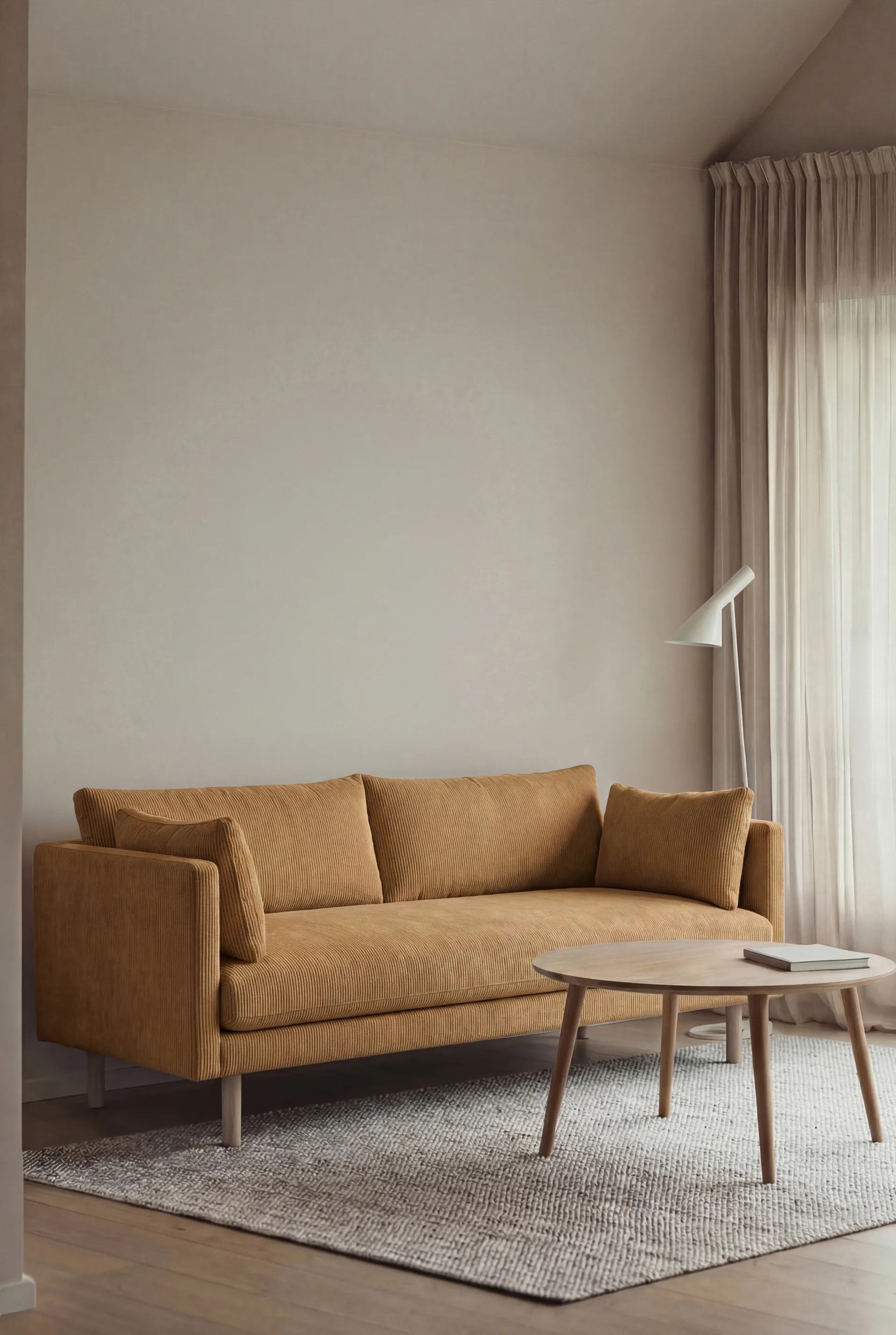 Linnevik sofa, Jump Honey 1959-hvitoljet eik, 2-seters, uten skjørt 1898