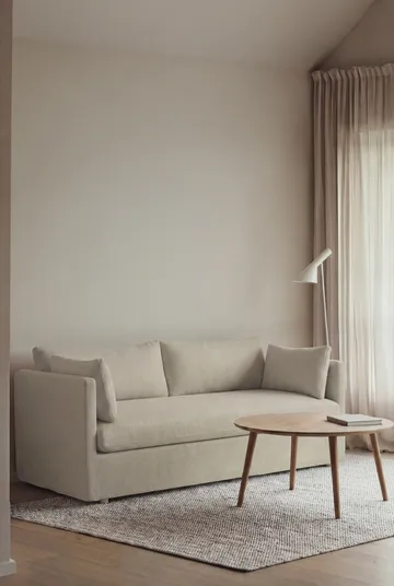 Linnevik sofa - Luiza Beige 3981-hvitoljet eik, 2-seters, med skjørt - 1898