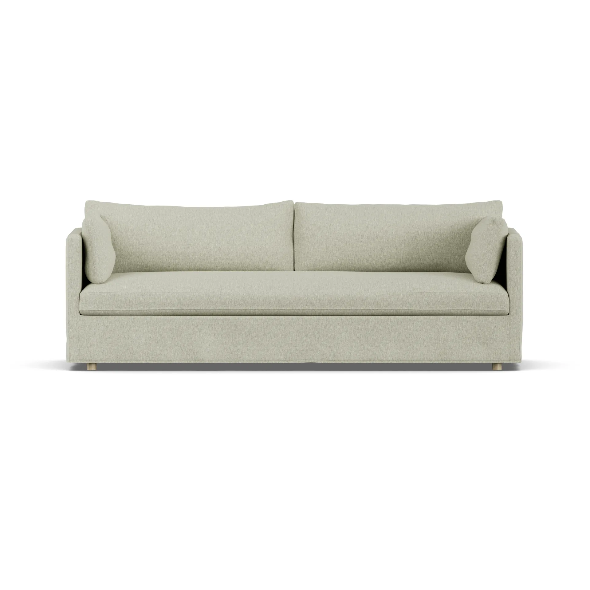 Linnevik sofa, Luiza beige 3981-hvitoljet eik, 4-seters, med skjørt 1898