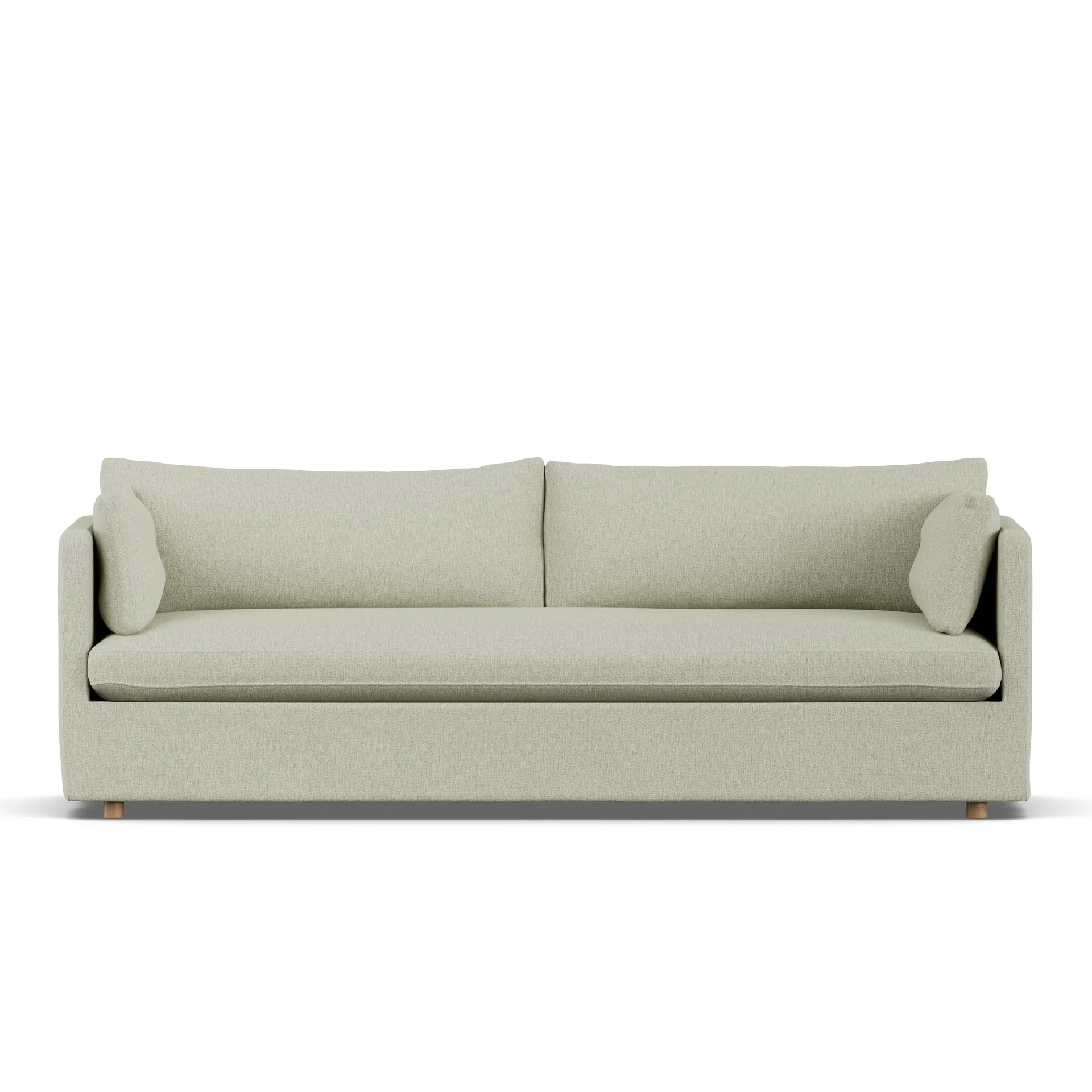 Linnevik sofa, Luiza beige 3981-hvitoljet eik, 4-seters, med skjørt 1898
