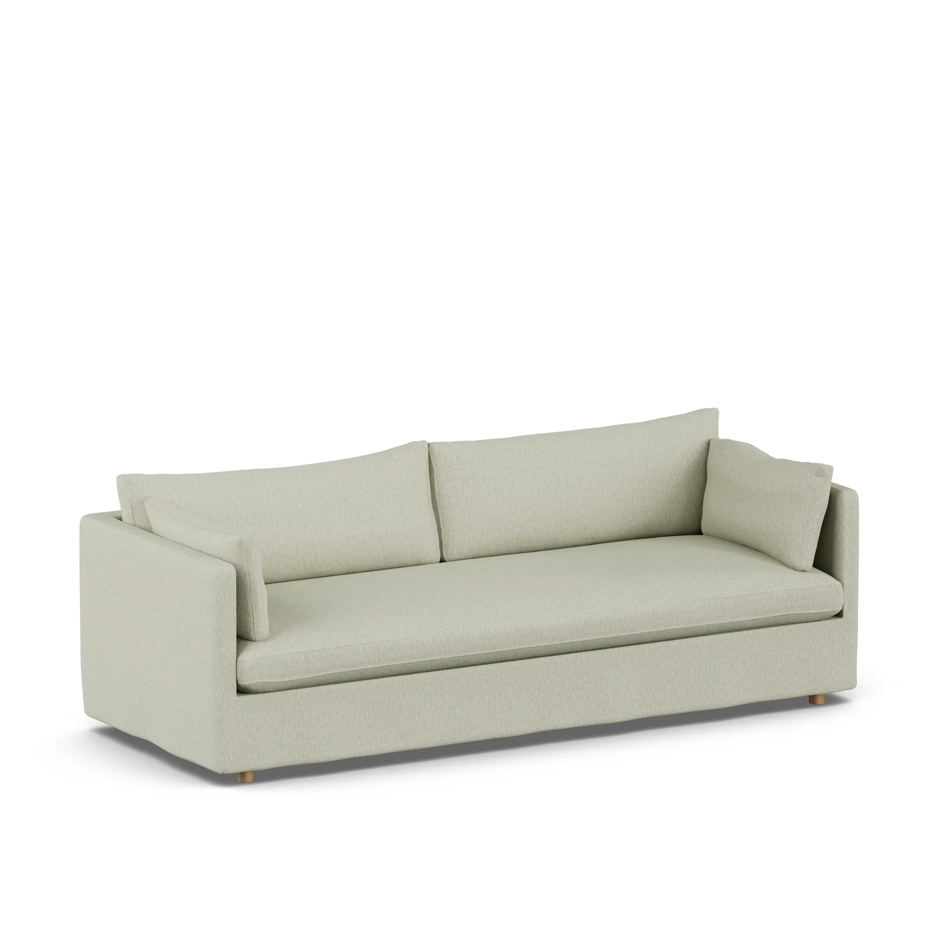 Linnevik sofa, Luiza beige 3981-hvitoljet eik, 4-seters, med skjørt 1898