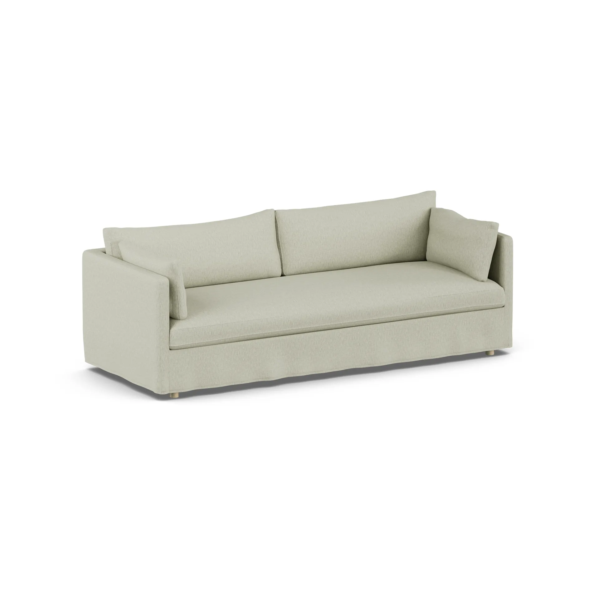 Linnevik sofa, Luiza beige 3981-hvitoljet eik, 4-seters, med skjørt 1898
