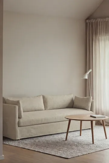 Linnevik sofa - Luiza beige 3981-hvitoljet eik, 4-seters, med skjørt - 1898