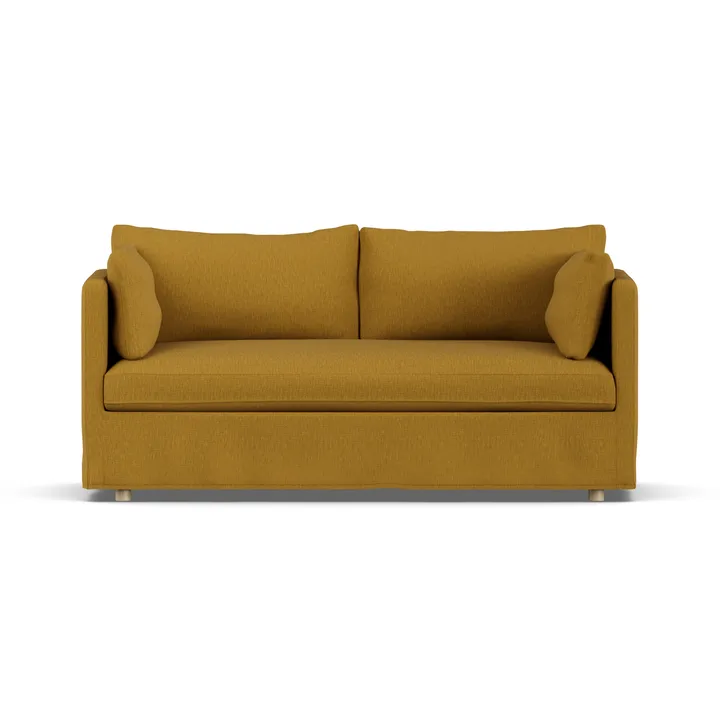 Linnevik sofa - Luiza Mustard 3972-hvitoljet eik, 2-seters, med skjørt - 1898