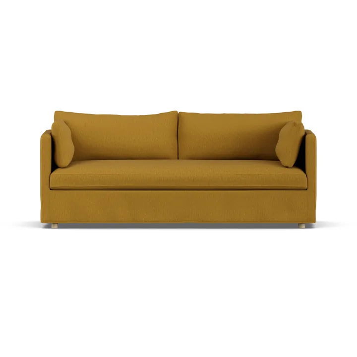 Linnevik sofa - Luiza Mustard 3972-hvitoljet eik, 3-seters, med skjørt - 1898