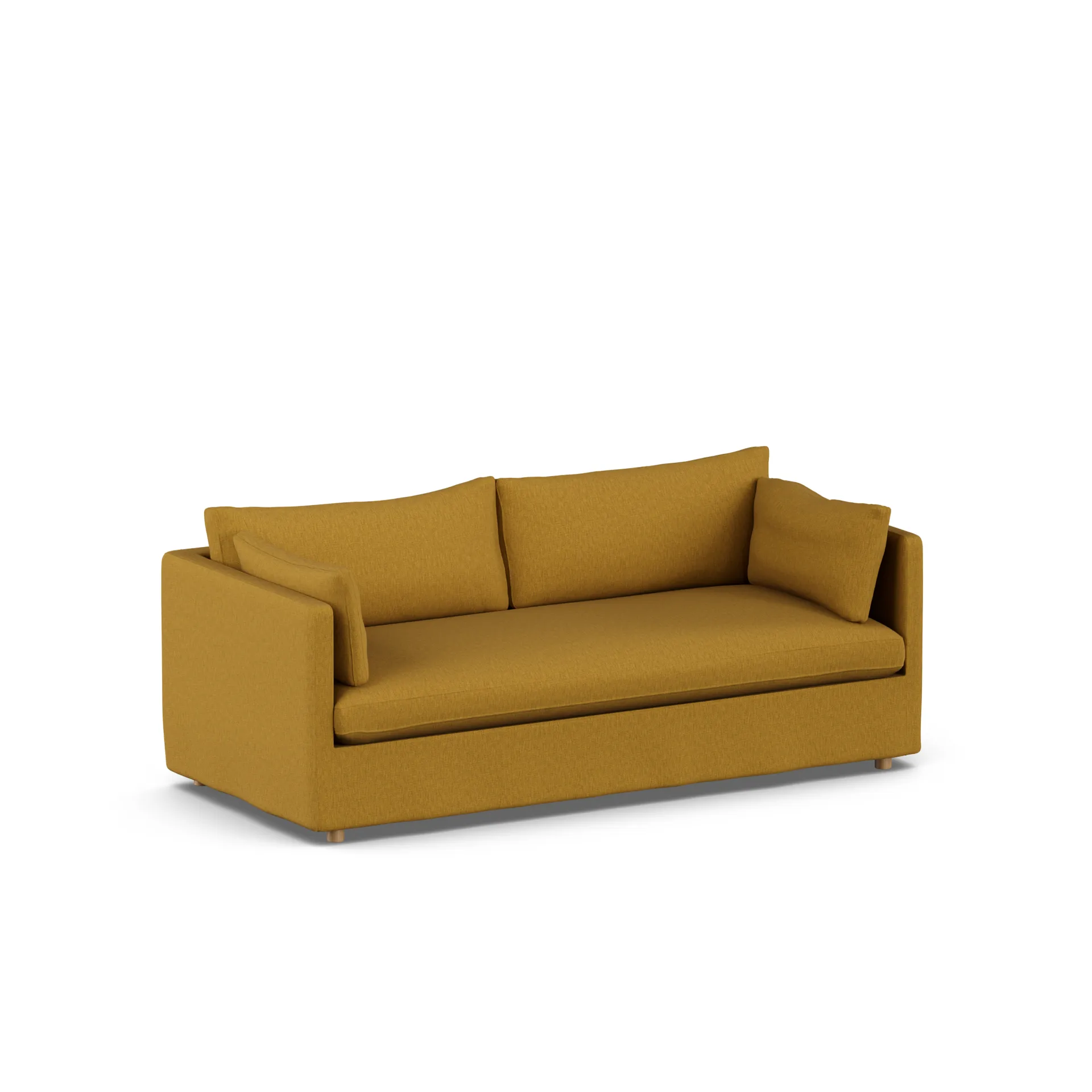 Linnevik sofa, Luiza Mustard 3972-hvitoljet eik, 3-seters, med skjørt 1898