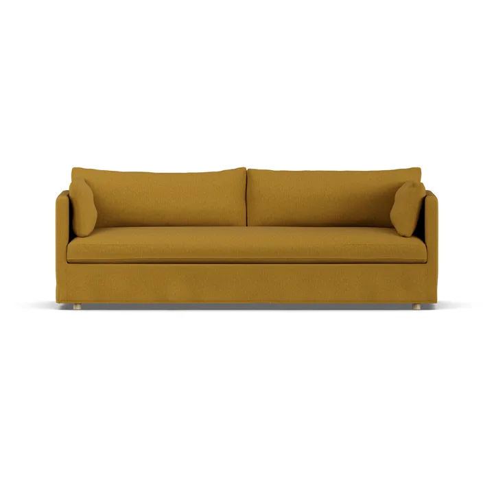 Linnevik sofa - Luiza Mustard 3972-hvitoljet eik, 4-seters, med skjørt - 1898
