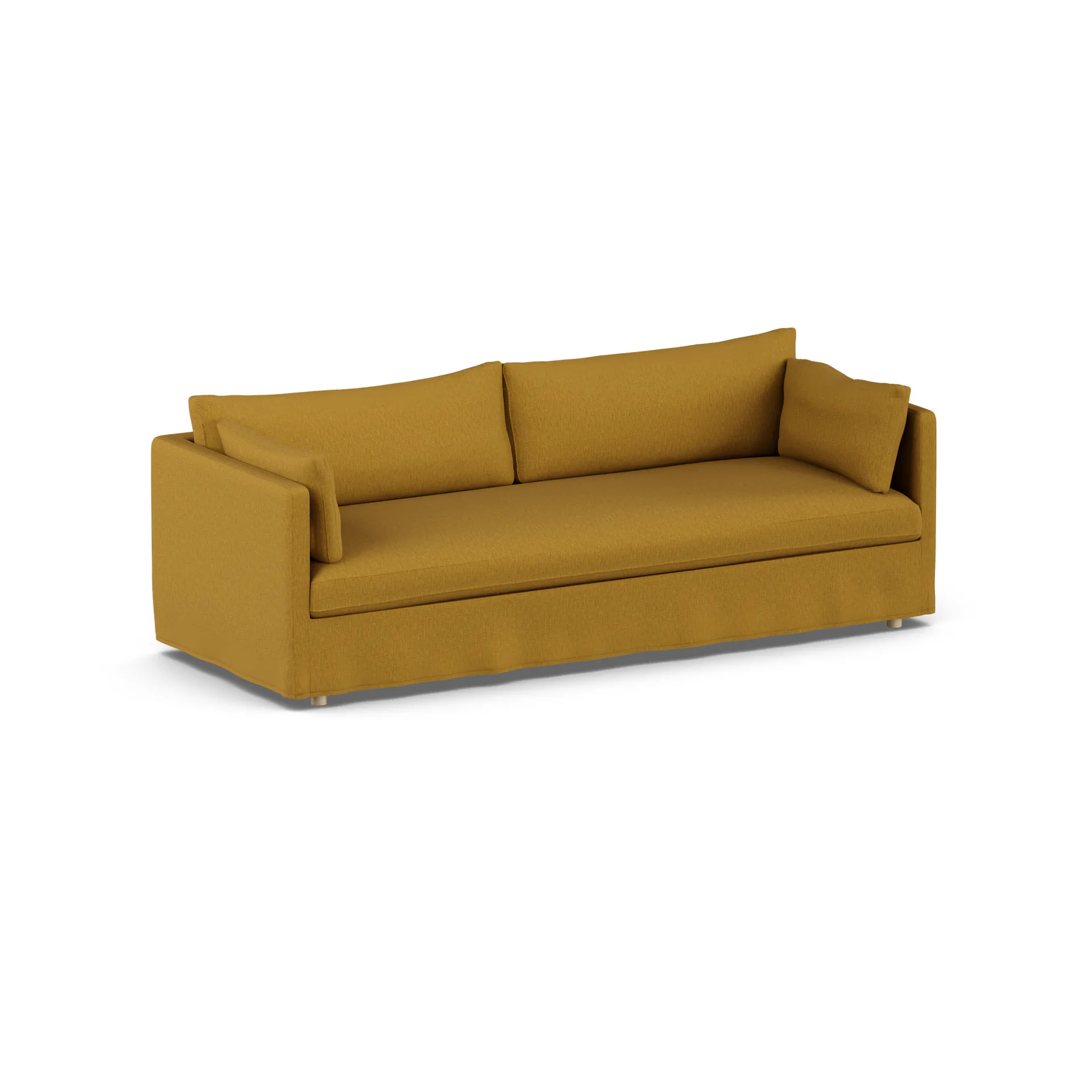 Linnevik sofa, Luiza Mustard 3972-hvitoljet eik, 4-seters, med skjørt 1898