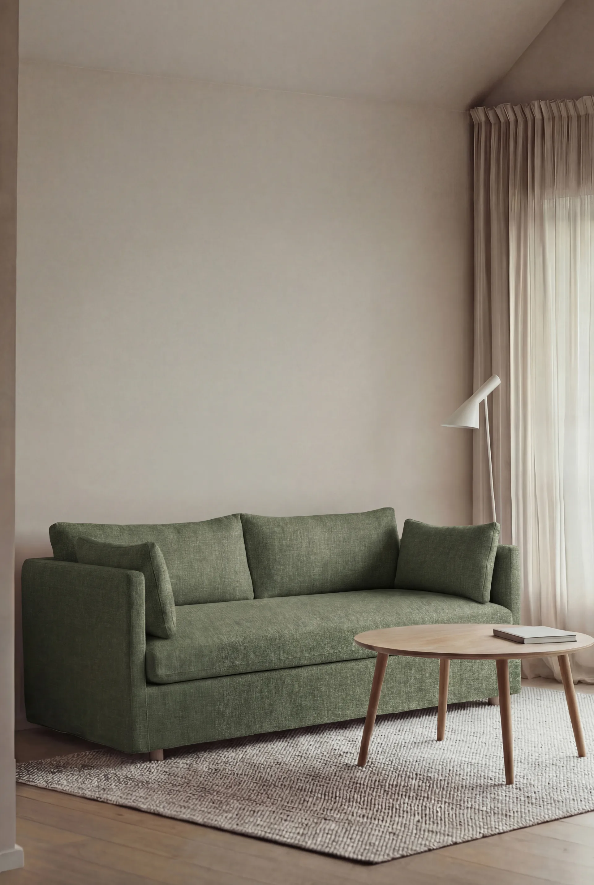 Linnevik sofa, Same Forest 6677-hvitoljet eik, 2-seters, med skjørt 1898