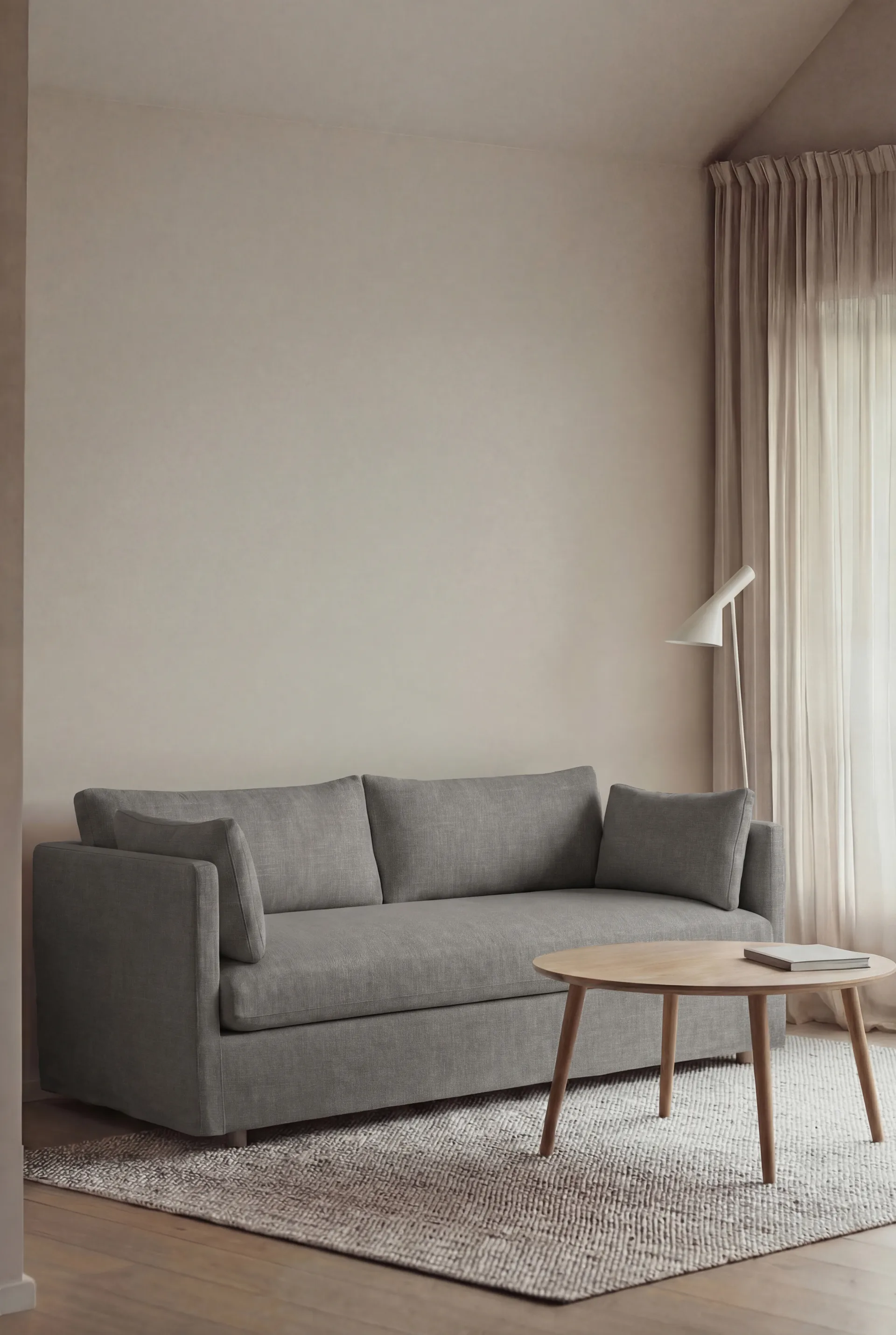 Linnevik sofa, Same Grey 6673-hvitoljet eik, 2-seters, med skjørt 1898