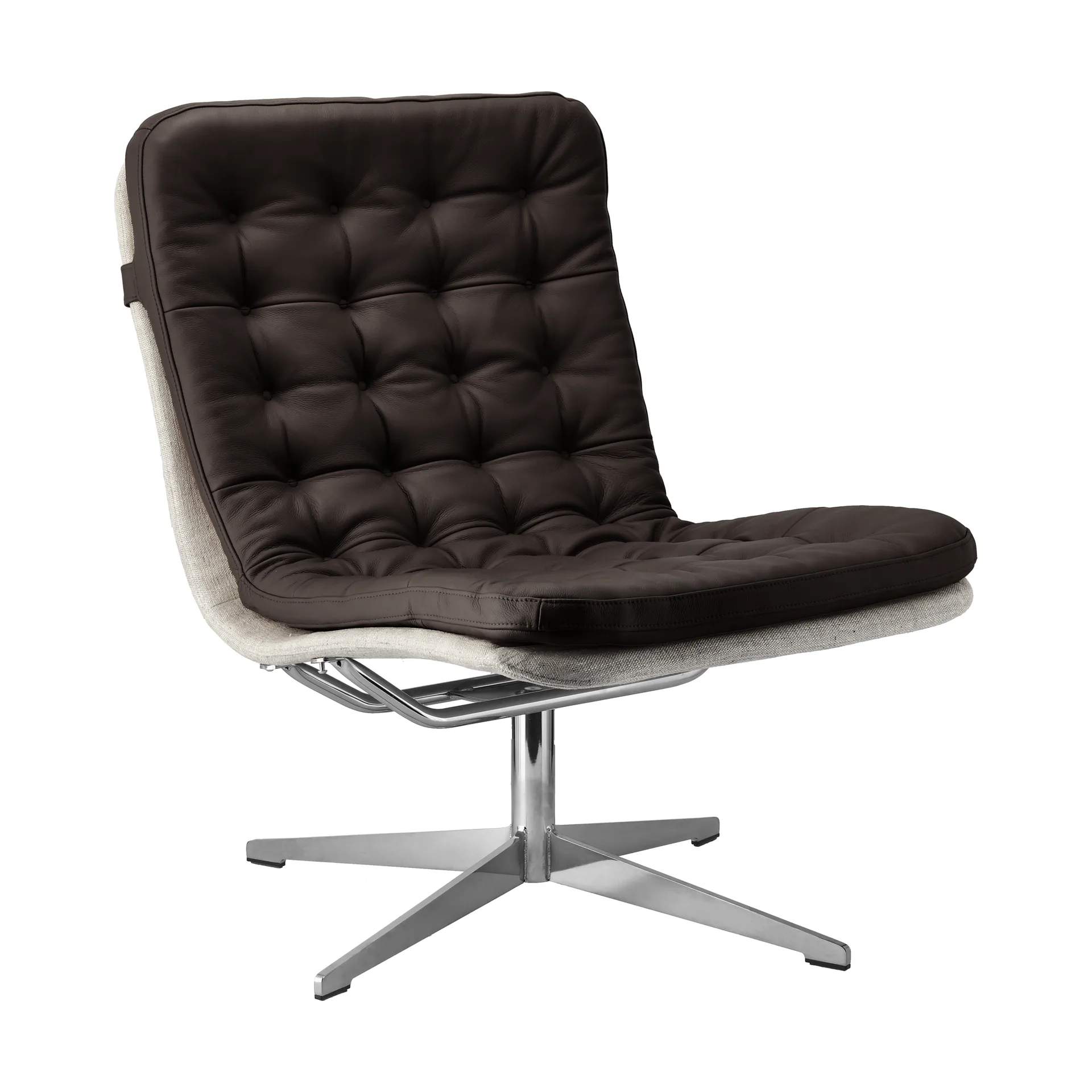 Loholm lenestol med svingfunksjon, Mørkebrunt lær-Bern Beige 0341 1898