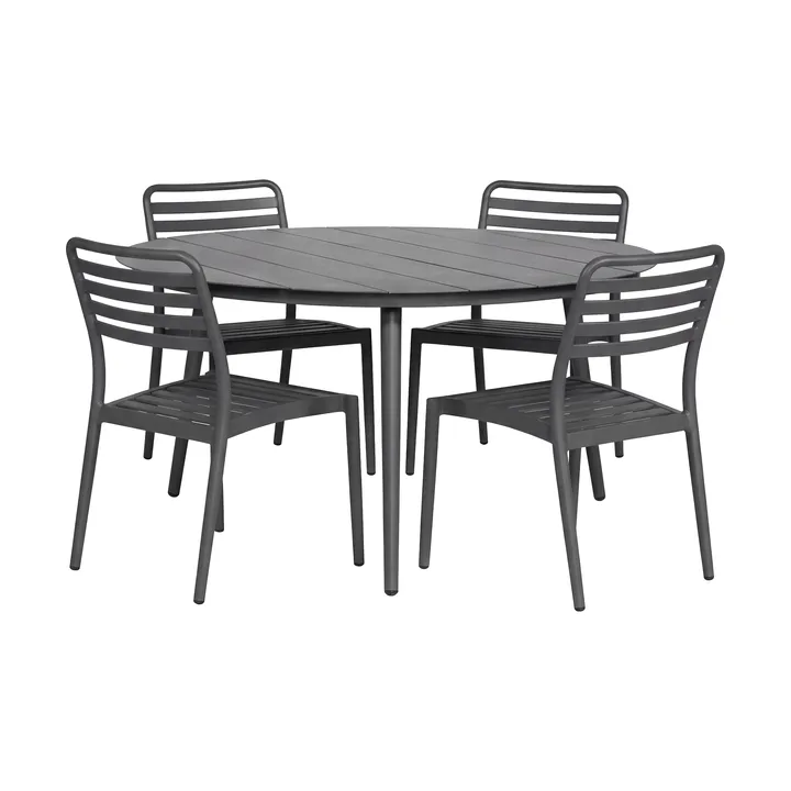 Marsala spisebord Ø140 cm + 4 stk. Messina stol, Anthracite - 1898