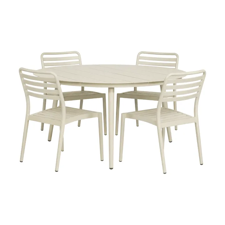 Marsala spisebord Ø140 cm + 4 stk. Messina stol, Off white - 1898