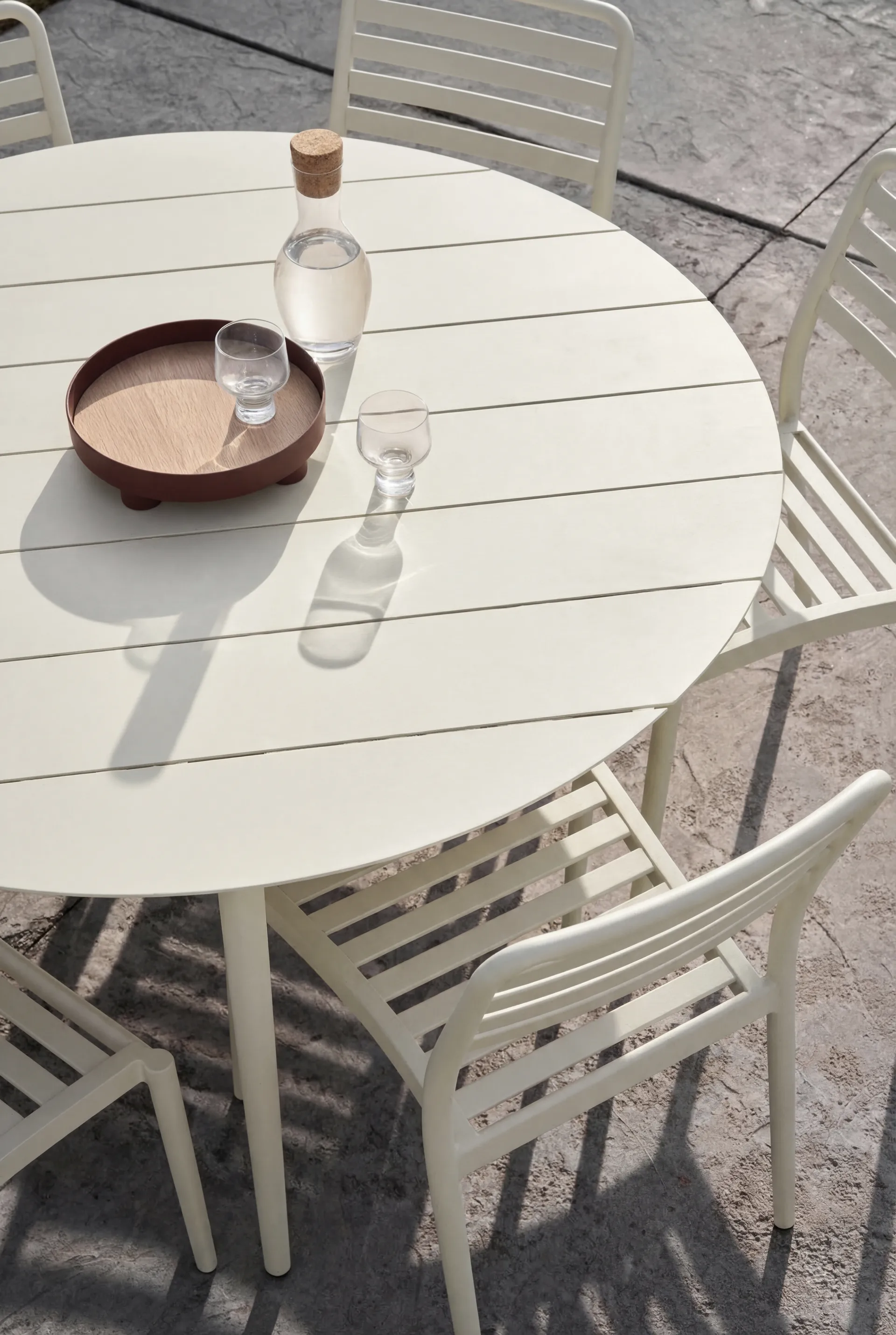 Marsala spisebord Ø140 cm + 4 stk. Messina stol, Off white,  1898