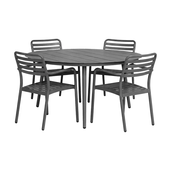 Marsala spisebord Ø140 cm + Messina karmstol 4 stk, Anthracite - 1898