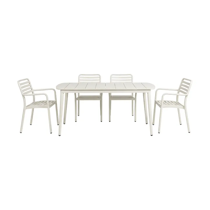 Marsala spisebord 152x90 cm + Messina karmstol 4 stk, Off white - 1898