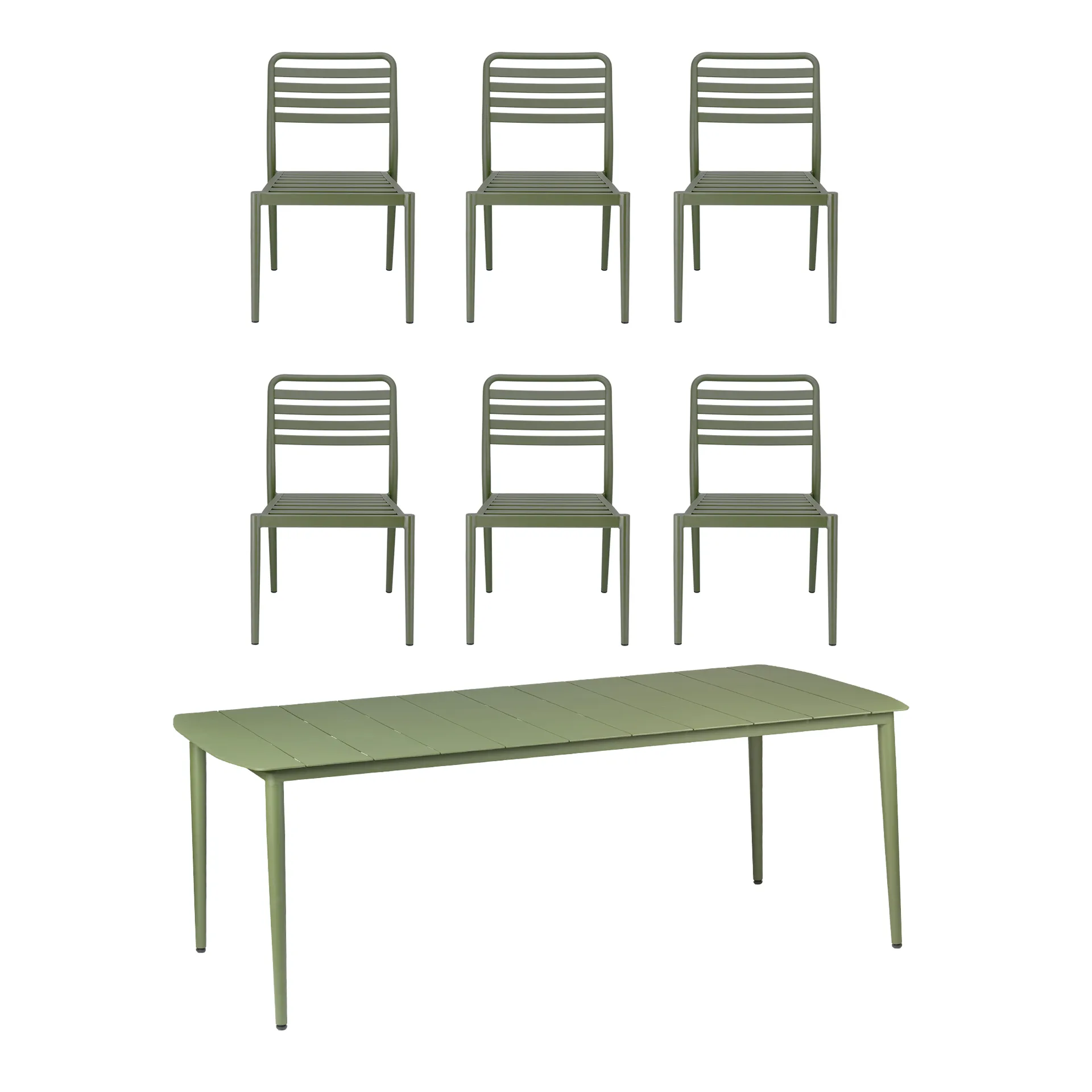 Marsala spisebord 208x100 cm + Messina stol 6 stk, Moss green 1898