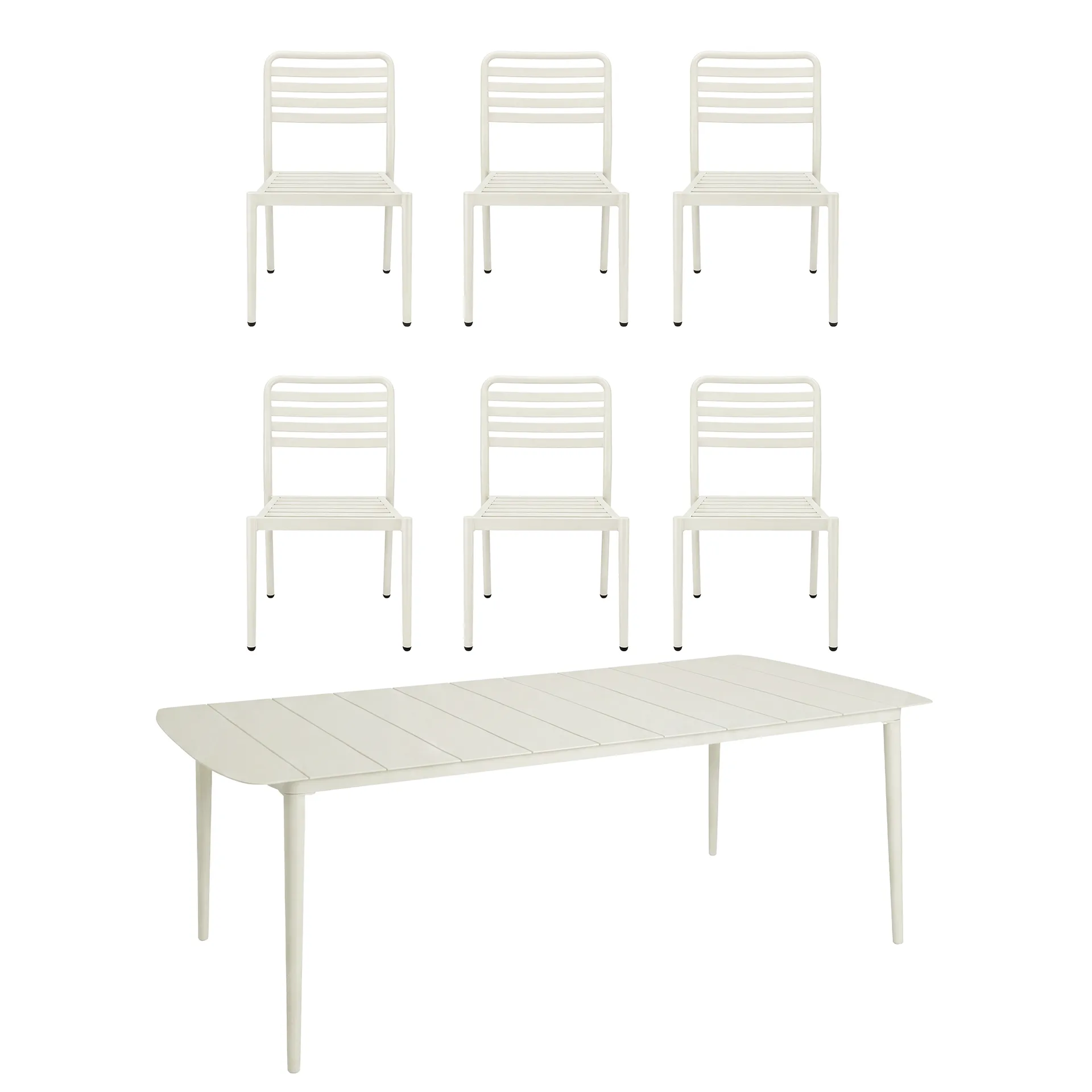 Marsala spisebord 208x100 cm + Messina stol 6 stk, Off white,  1898