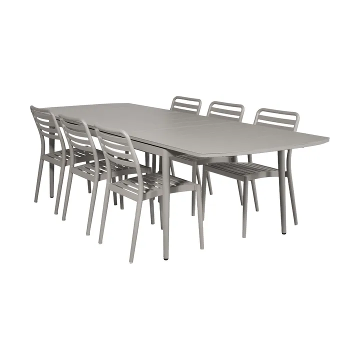 Marsala uttrekkbart bord 208–288 cm + 6 stk Messina stol, Taupe - 1898