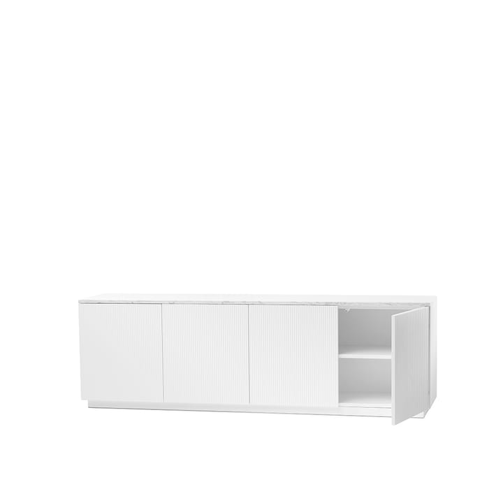 Beam sideboard, Hvitlakkert, hvit sokkel, topplate i carrara marmor A2