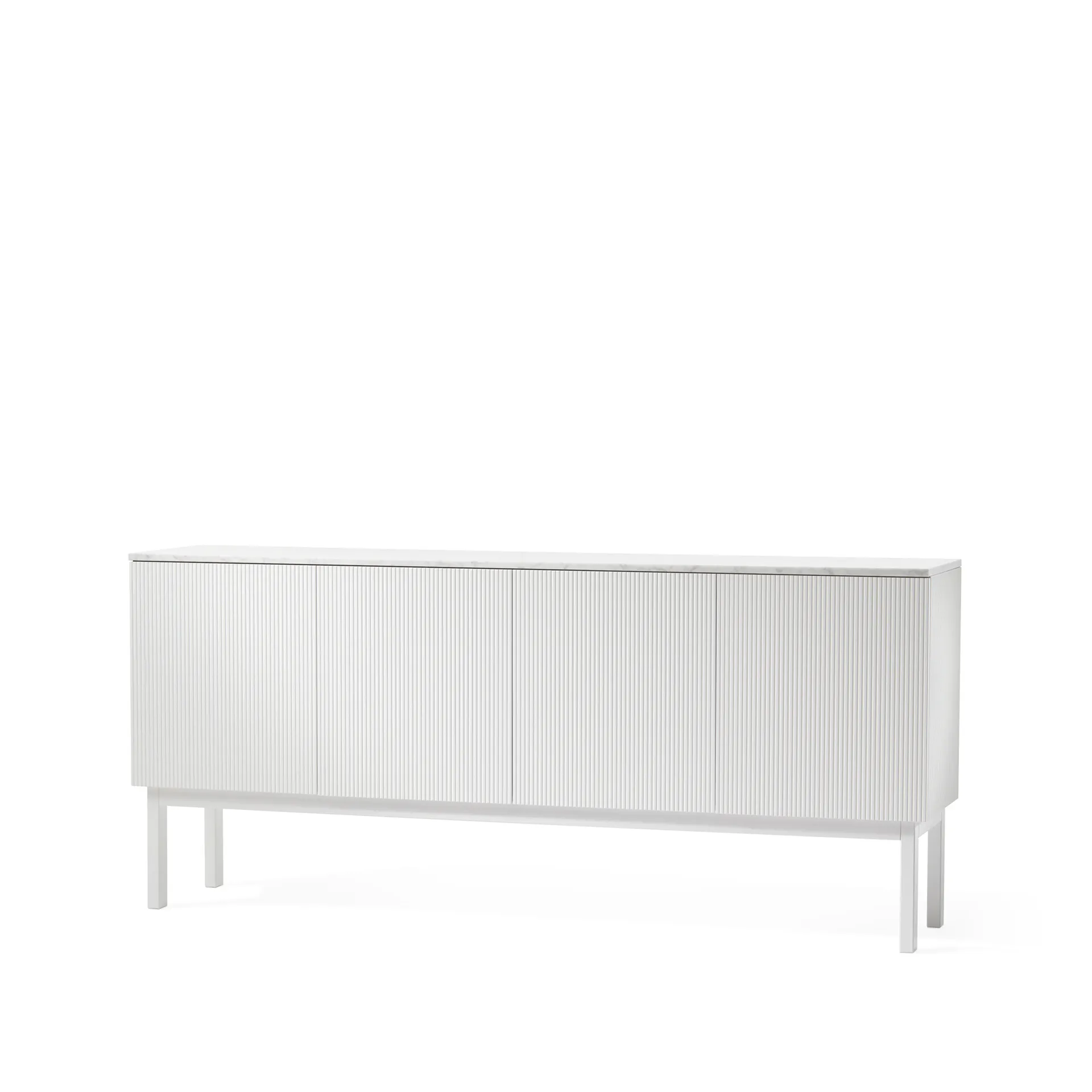 Beam sideboard, Hvitlakkert, hvitt stativ, topplate i carrara marmor A2