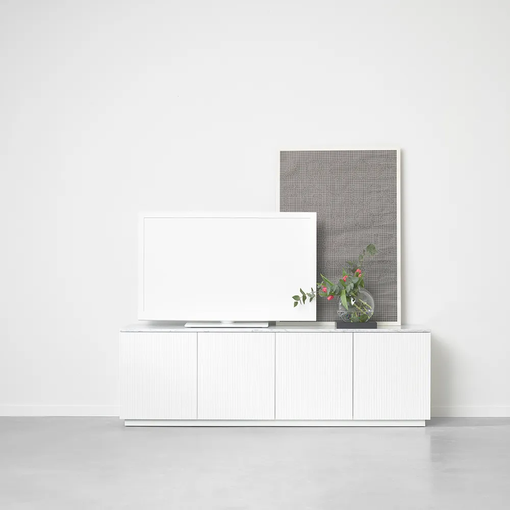 Beam sideboard, Lysegrå, stativ i oljet eik A2