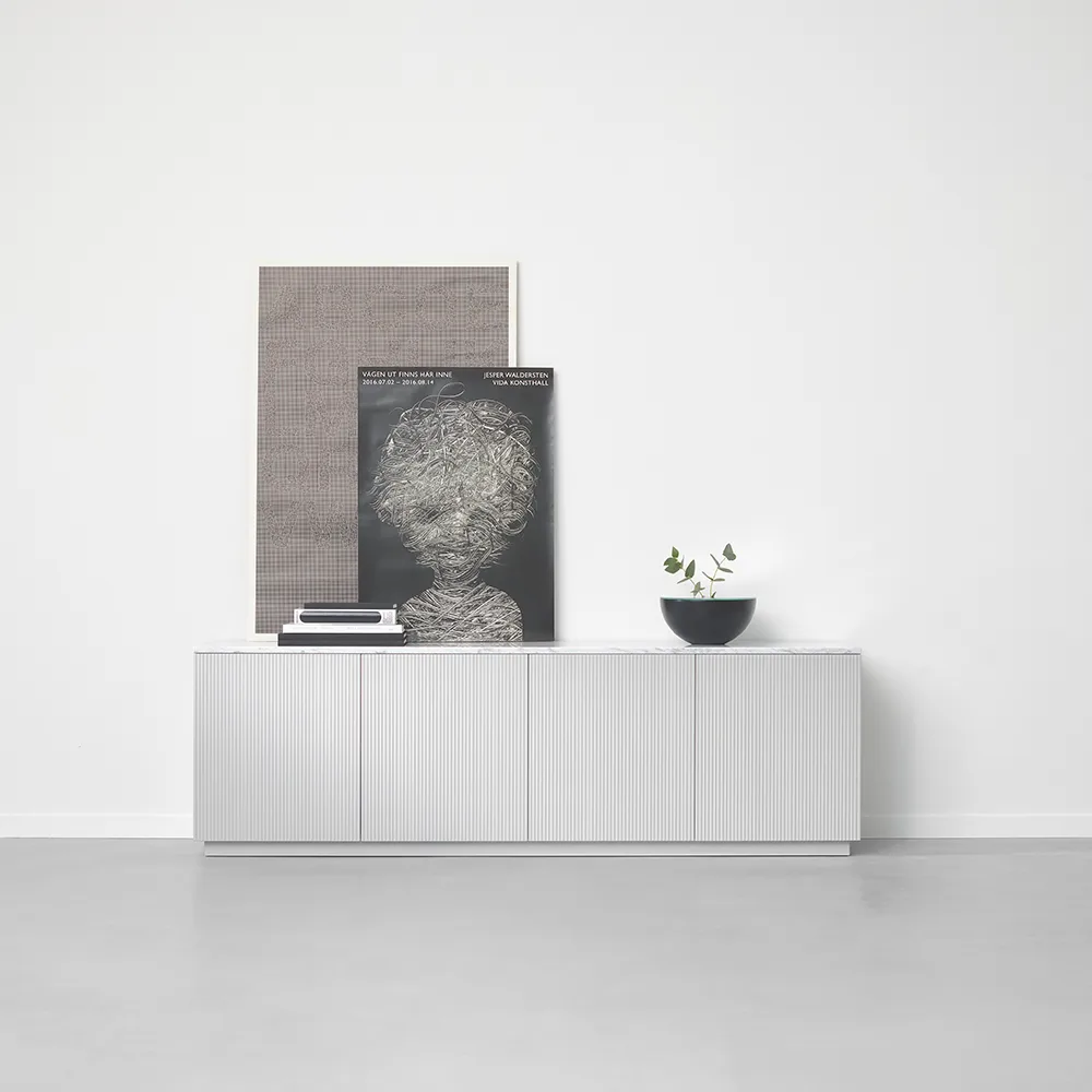 Beam sideboard, Lysegrå, stativ i oljet eik A2