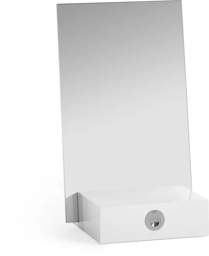 Me bordsspeil med oppbevaring - Hvit, 34x57x30 cm - A2