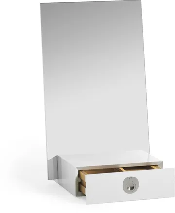 Me bordsspeil med oppbevaring - Hvit, 34x57x30 cm - A2