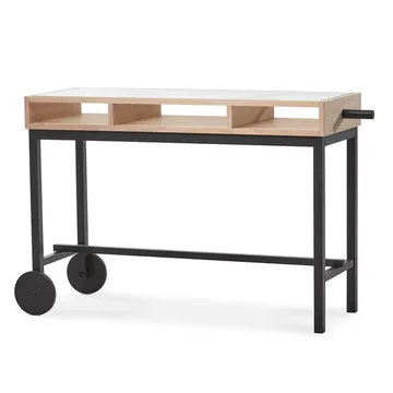 Shift skrivebord med hjul - Hvitoljet eik-svart - A2