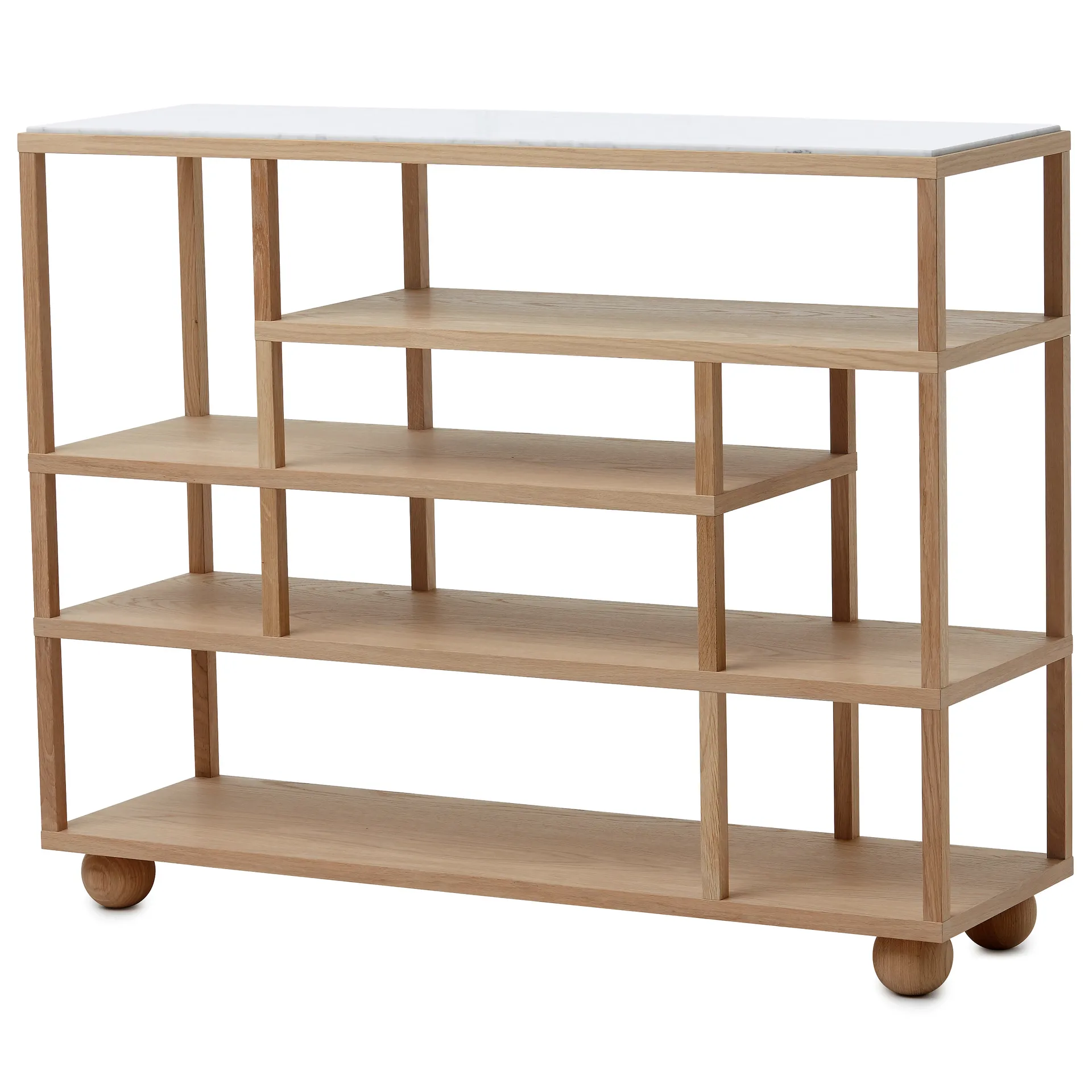 Show hylle med marmortopp, Eik A2