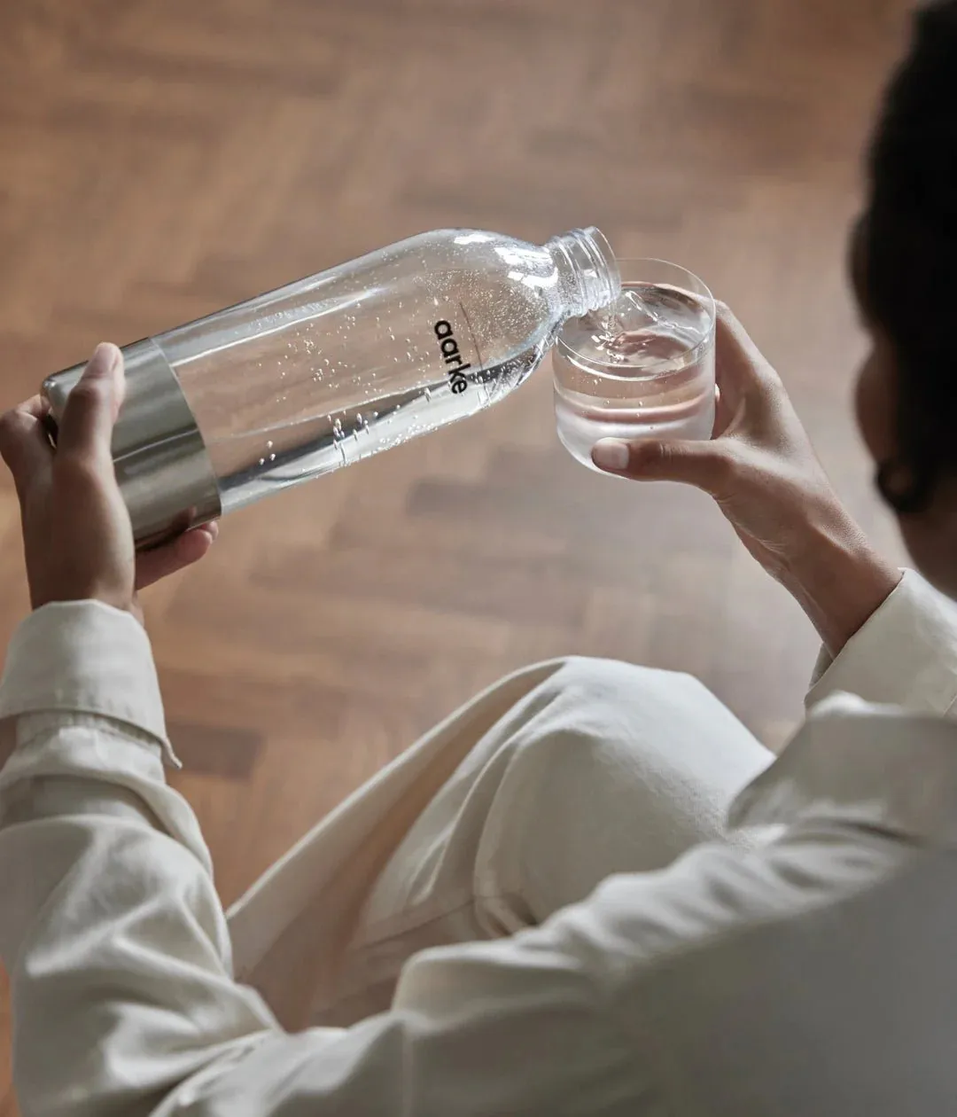 Aarke PET vannflaske 1 L 2-pakning, Klar-rustfritt stål Aarke