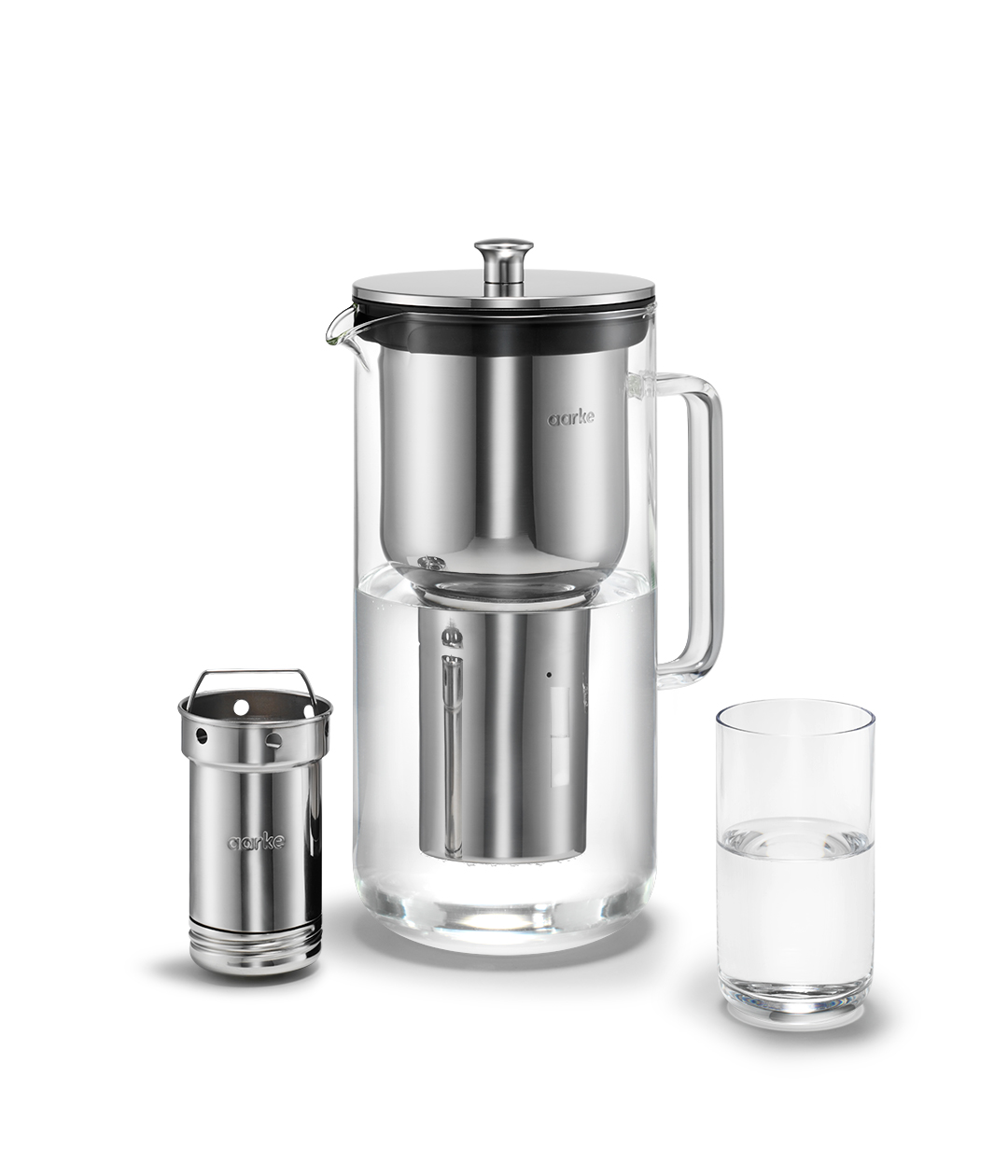 Aarke Purifier filtreringskanne 2,3 L Glass | Skandinavisk Design | Vannkarafler & Vannmugger | Gjennomsiktig
