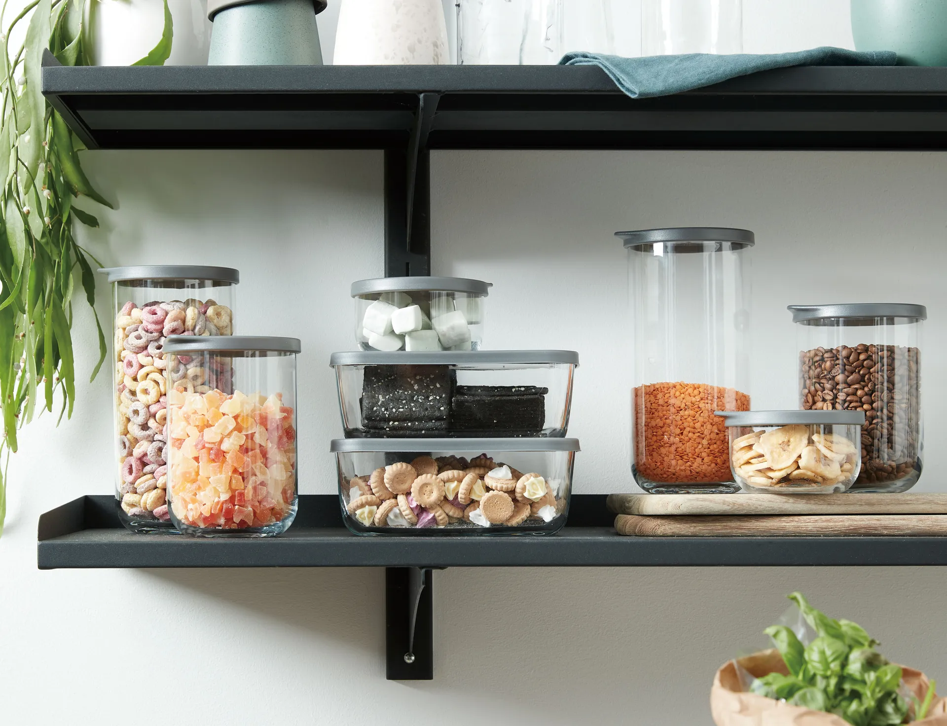 Café oppbevaringsboks med lokk 1 liter, Klar Aida