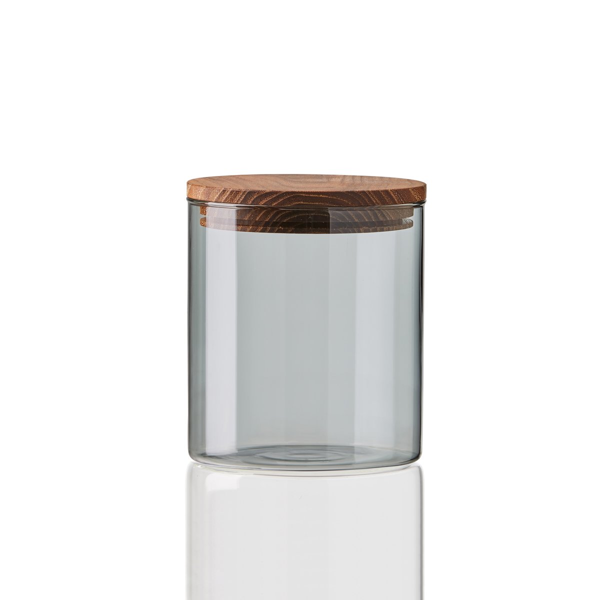 Aida Raw glasskrukke med trelokk liten | Skandinavisk Design | Oppbevaringsbokser | Grå