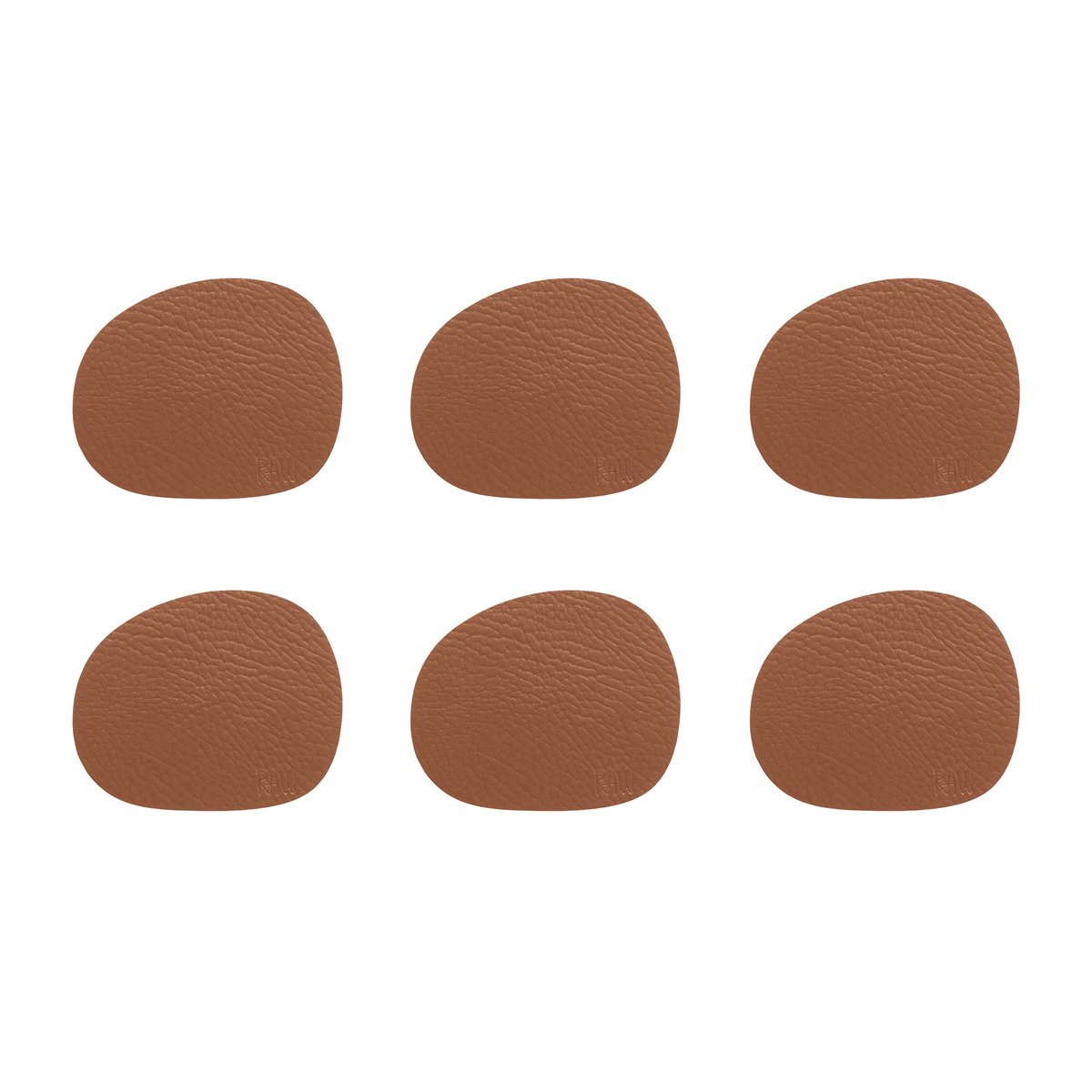 Aida Raw glassunderlag lær 6-stk. Cinnamon brown (brun)