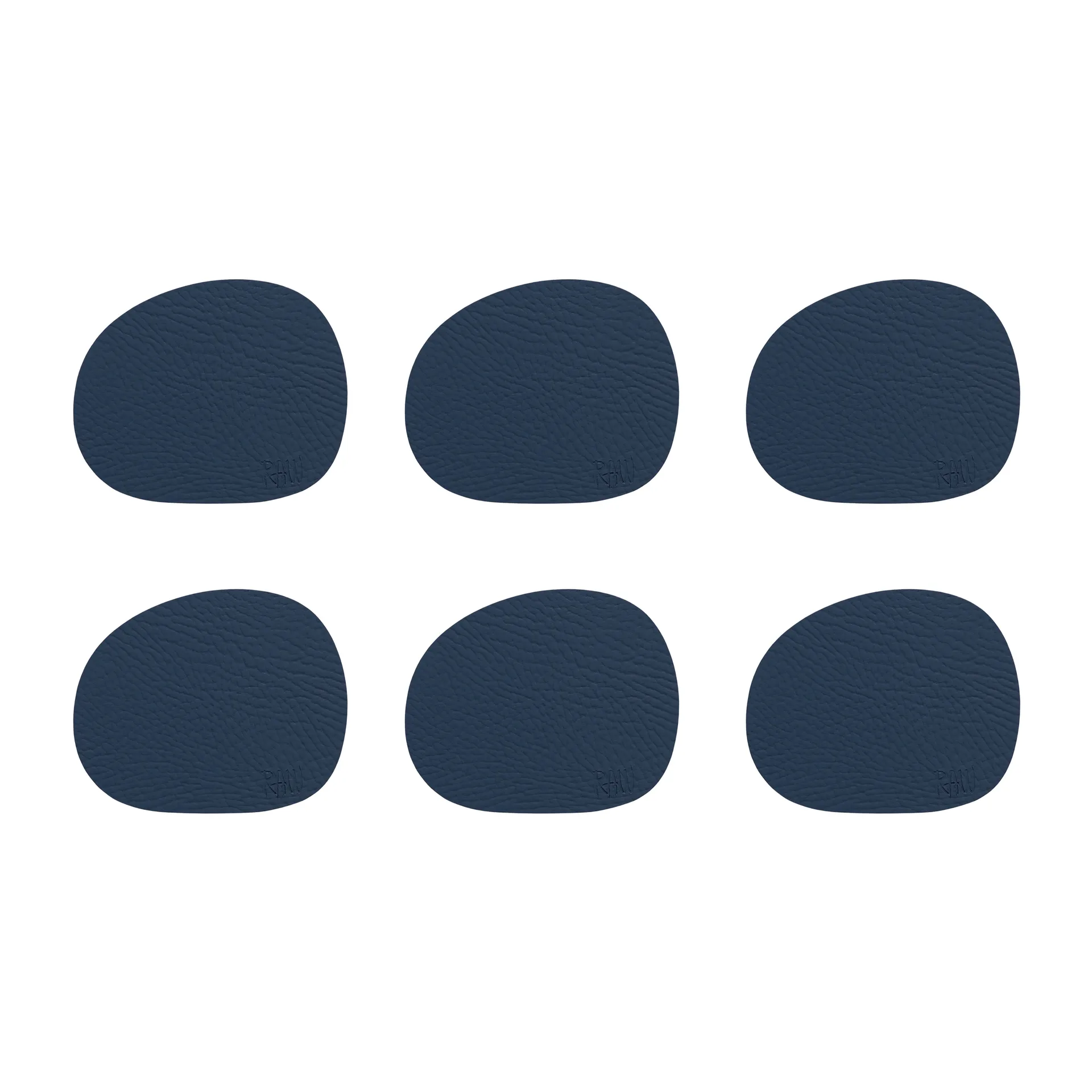 Raw glassunderlag lær 6-stk., Mørkeblå Aida