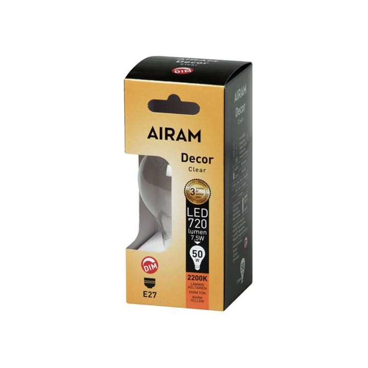 Airam Filament LED normal lyspære - Klar-4-filament-dimbar E27-8W - Airam