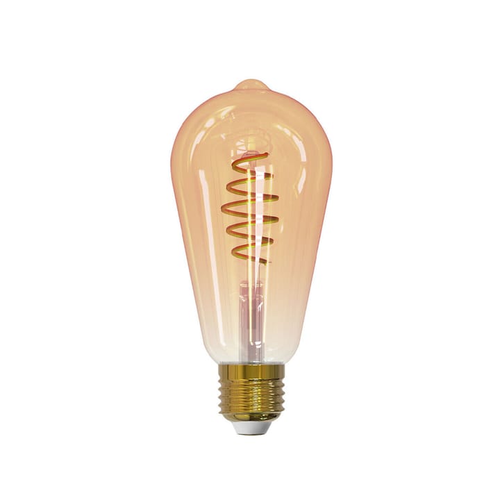 Airam Smarte Hjem Filament LED Edison lyspære - amber, ST64, spiral E27, 6W - Airam