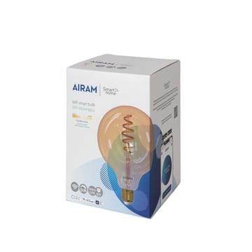 Airam Smarte Hjem Filament LED globe lyspære - amber, 125MM, spiral E27, 6W - Airam