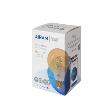 Airam Smarte Hjem Filament LED globe lyspære - amber, 95MM, spiral E27, 6W - Airam