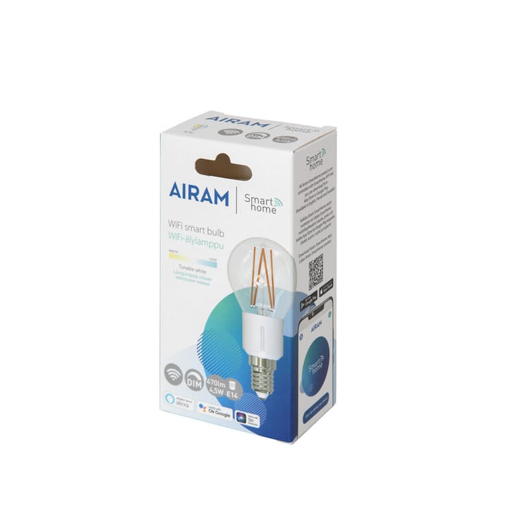 Airam Smarte Hjem Filament LED globe lyspære - klar E14, 5W - Airam