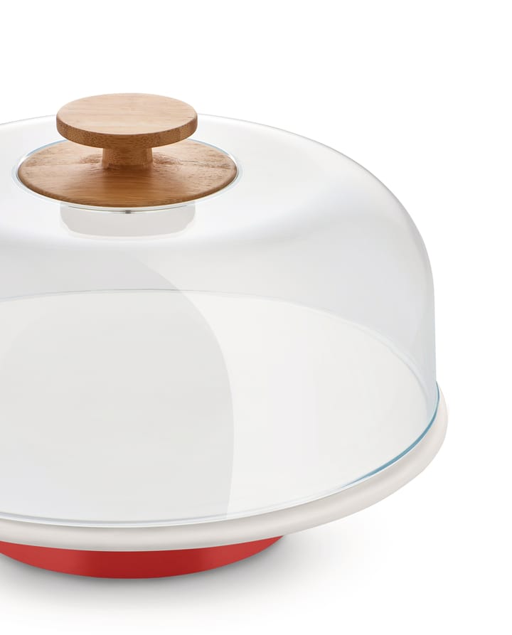Mattina kakefat med glasskuppel, Rød Alessi