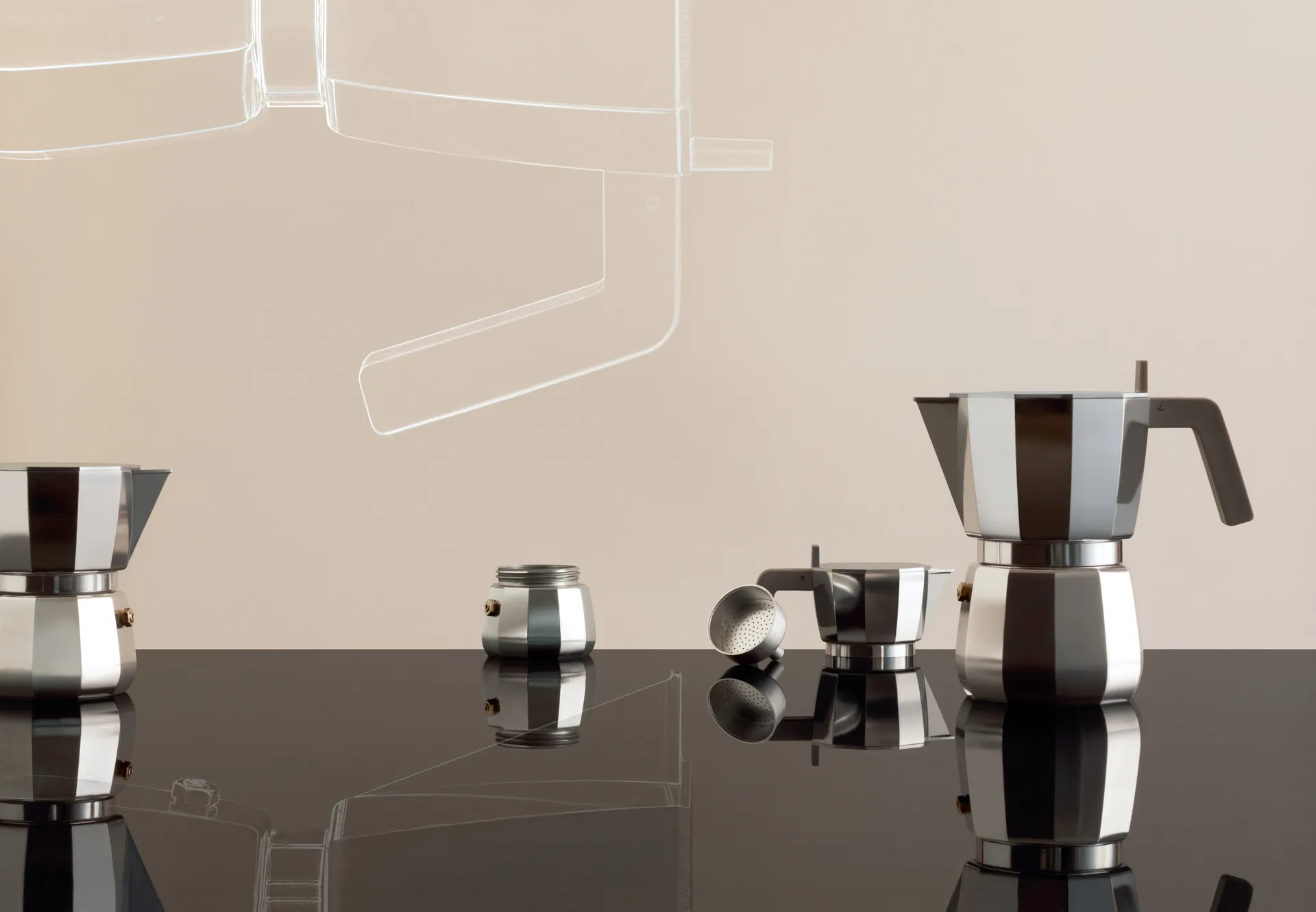 Moka espresso kaffebrygger, 6 kopper Alessi